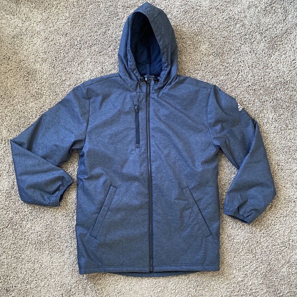 Adidas Game Built Jacket Navy Black Full Zip Heavyweight Coat BV3958 Mens Medium